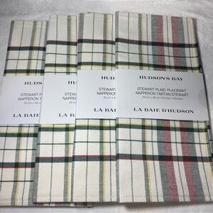 NWT Hudson's Bay Stripe HBC Stewart Plaid Placemat Set (includes 4 pieces)